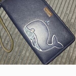 Kate Spade Rare Navy Blue Wallet with Whale Design